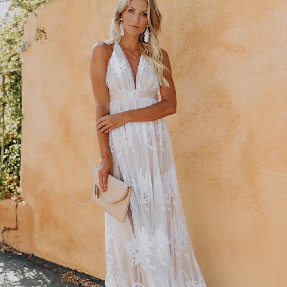 NEW Boho Ivory Lace maxi dress